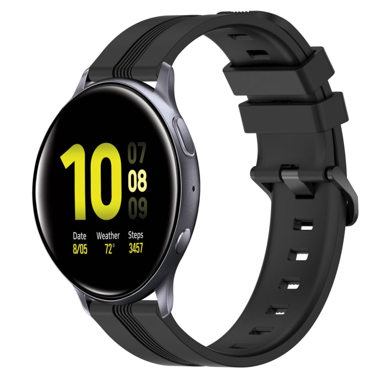 For Samsung Galaxy Watch Active 2 44mm 20mm Concave Striped Slicone Watch Band