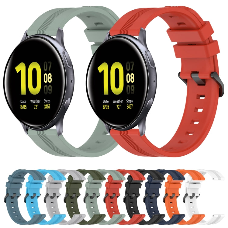 For Samsung Galaxy Watch Active 2 44mm 20mm Concave Striped Slicone Watch Band
