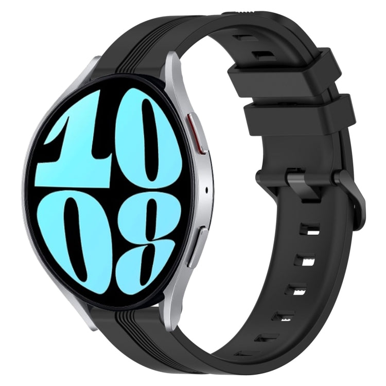 For Samsung Galaxy Watch 6 44mm 20mm Concave Striped Slicone Watch Band