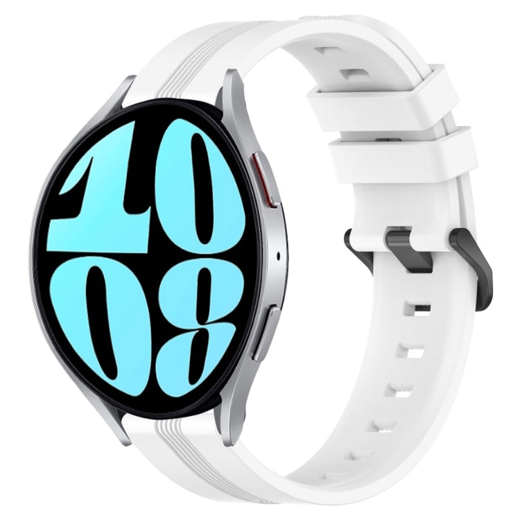For Samsung Galaxy Watch 6 40mm 20mm Concave Striped Slicone Watch Band
