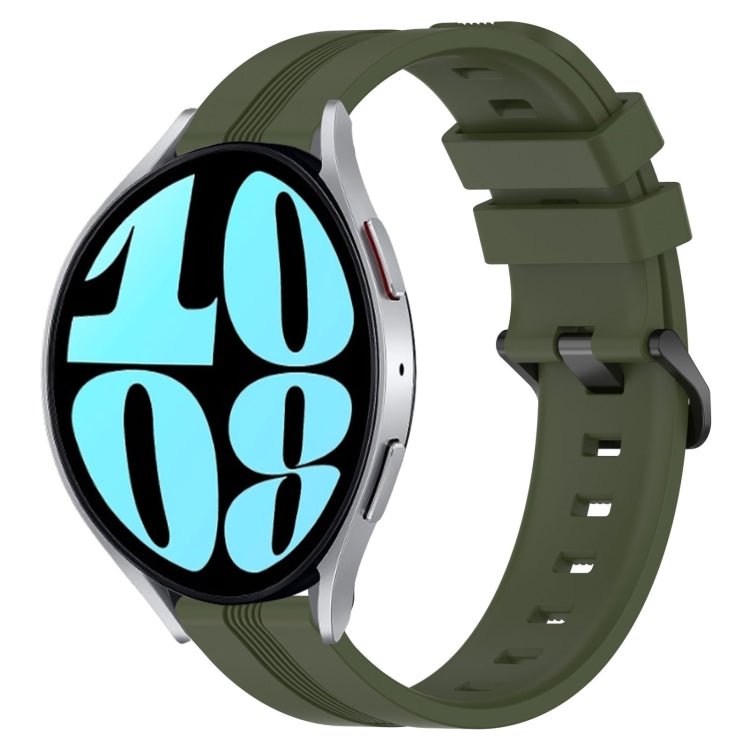 For Samsung Galaxy Watch 6 40mm 20mm Concave Striped Slicone Watch Band