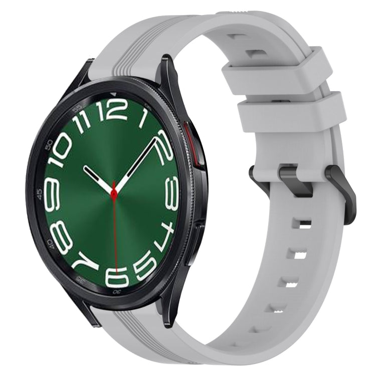 For Samsung Galaxy Watch 6 Classic 47mm 20mm Concave Striped Slicone Watch Band