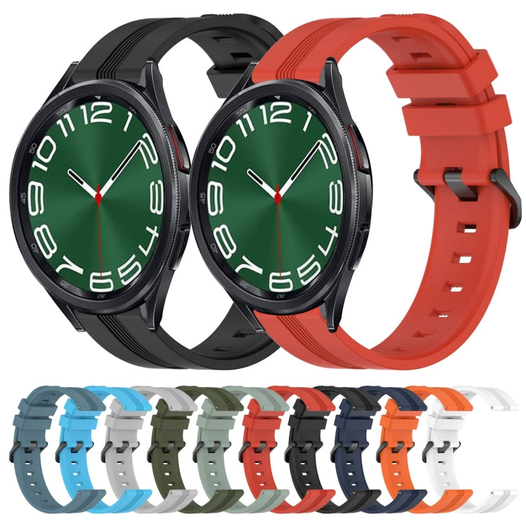 For Samsung Galaxy Watch 6 Classic 47mm 20mm Concave Striped Slicone Watch Band