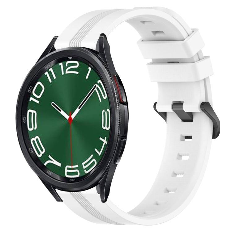 For Samsung Galaxy Watch 6 Classic 43mm 20mm Concave Striped Slicone Watch Band
