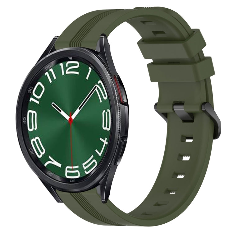 For Samsung Galaxy Watch 6 Classic 43mm 20mm Concave Striped Slicone Watch Band