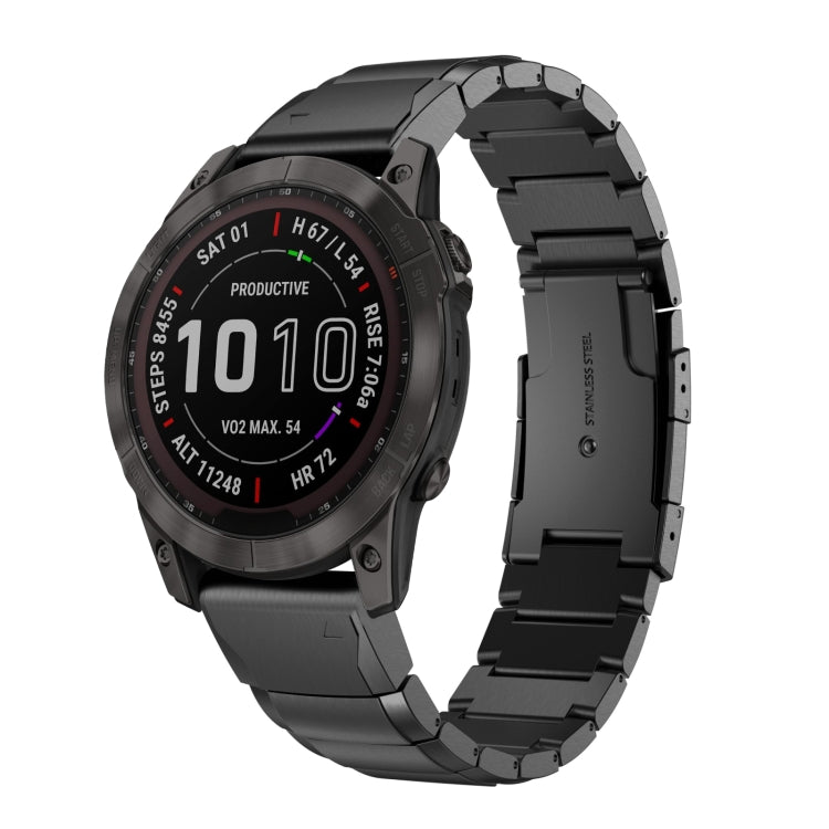 For Garmin Fenix 7X 26mm Tortoise Shell Stainless Steel Watch Band