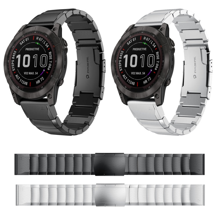 For Garmin Fenix 7X 26mm Tortoise Shell Stainless Steel Watch Band