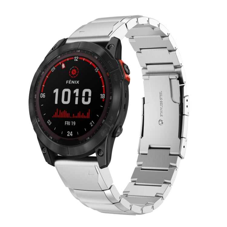 For Garmin Fenix 7X Solar 26mm Tortoise Shell Stainless Steel Watch Band