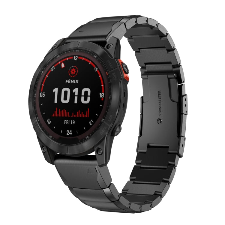 For Garmin Fenix 7X Solar 26mm Tortoise Shell Stainless Steel Watch Band