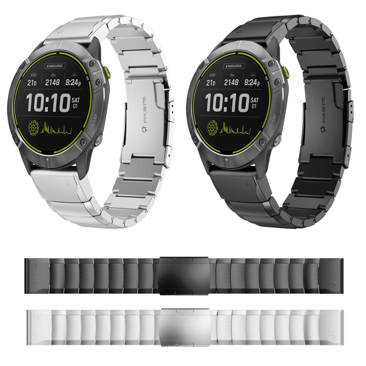 For Garmin Enduro 26mm Tortoise Shell Stainless Steel Watch Band