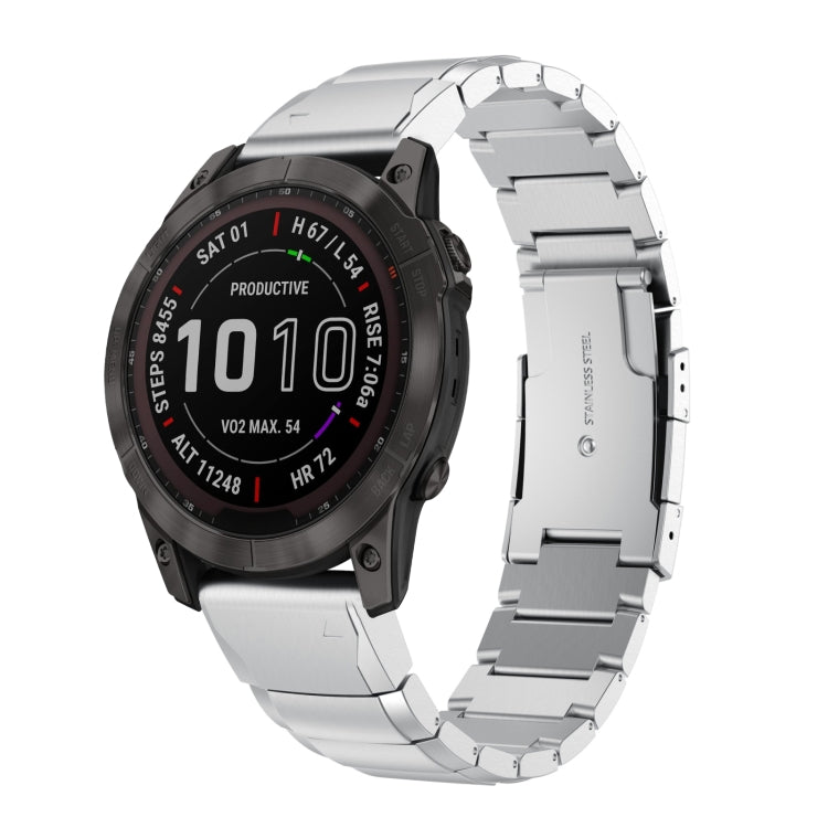For Garmin Fenix 7 22mm Tortoise Shell Stainless Steel Watch Band