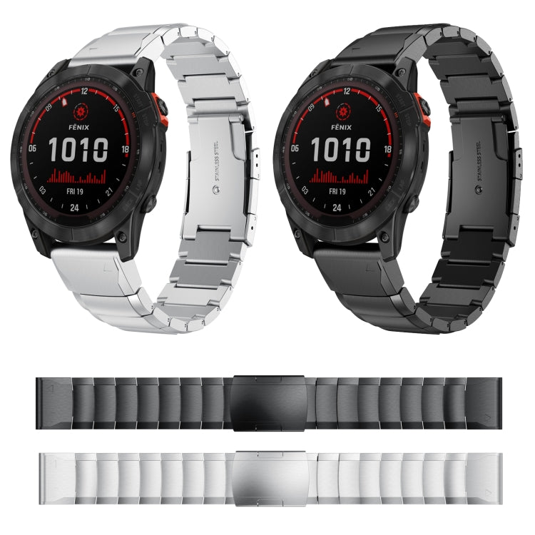 For Garmin Fenix 7 Solar 22mm Tortoise Shell Stainless Steel Watch Band