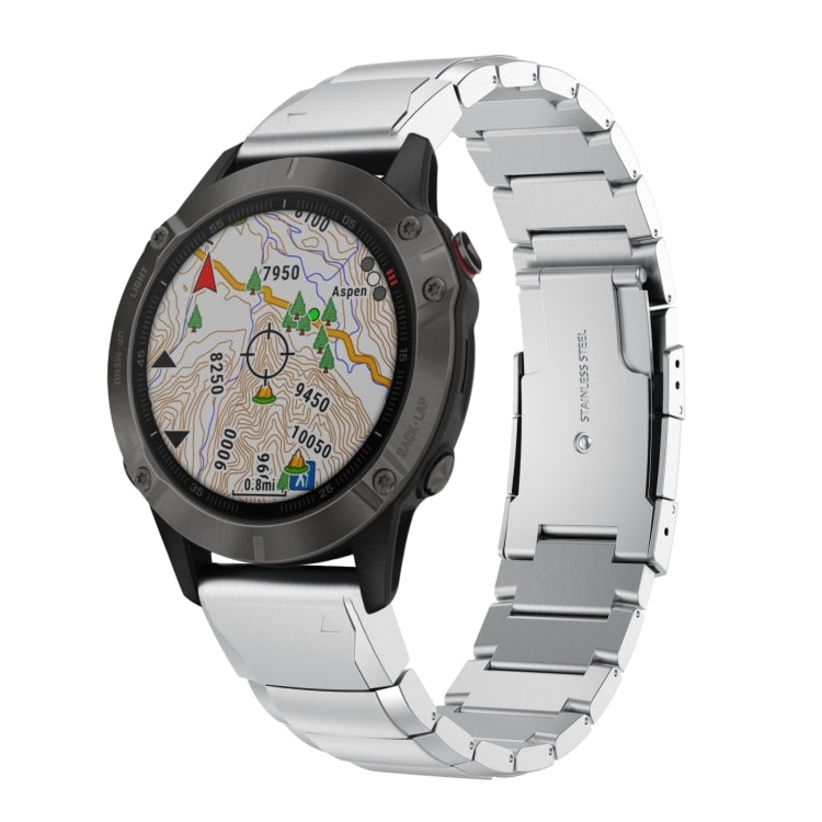 For Garmin Fenix 6 GPS 22mm Tortoise Shell Stainless Steel Watch Band