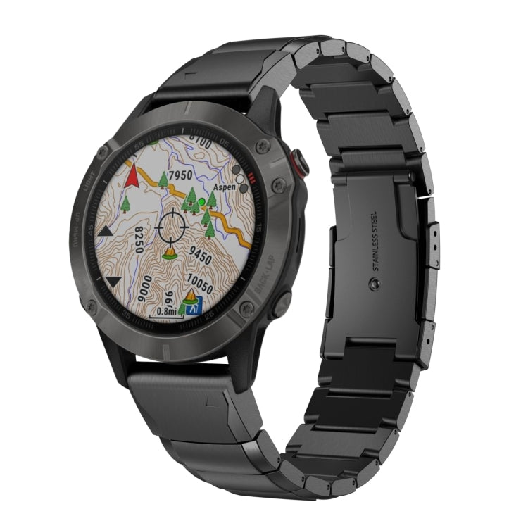 For Garmin Fenix 6 GPS 22mm Tortoise Shell Stainless Steel Watch Band