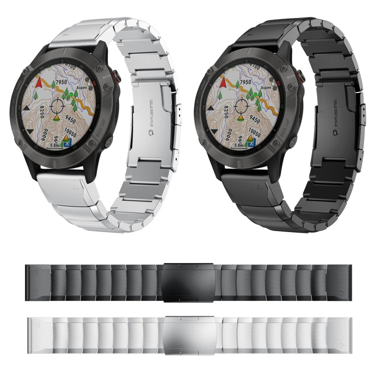 For Garmin Fenix 6 GPS 22mm Tortoise Shell Stainless Steel Watch Band