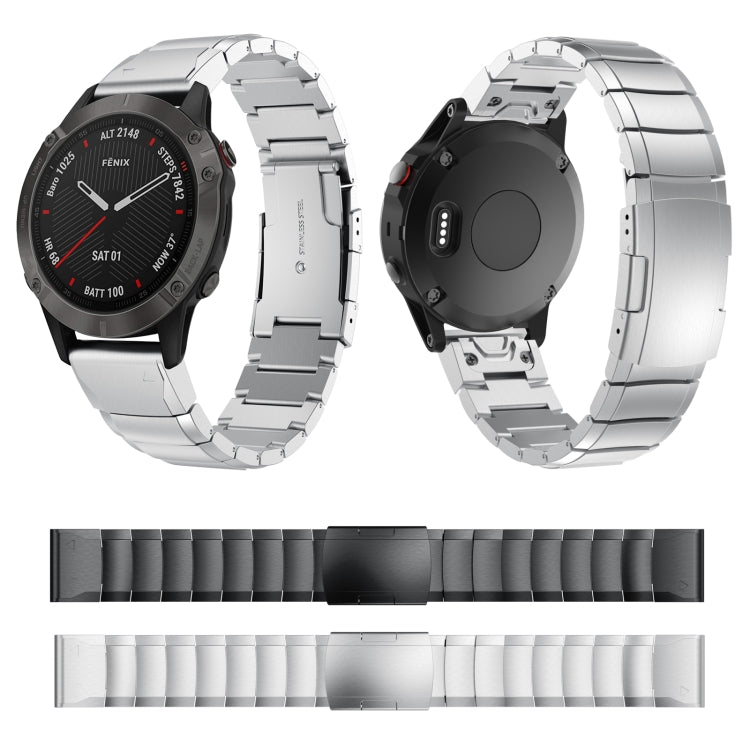 For Garmin Fenix 6 Sapphire GPS 22mm Tortoise Shell Stainless Steel Watch Band