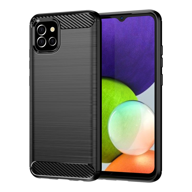For Samsung Galaxy F04 Brushed Texture Carbon Fiber TPU Phone Case