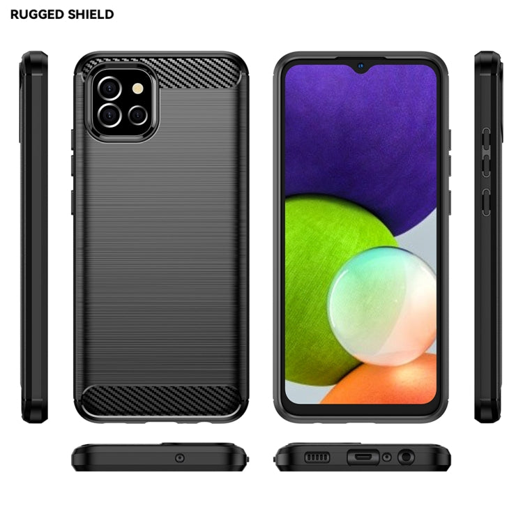 For Samsung Galaxy F04 Brushed Texture Carbon Fiber TPU Phone Case