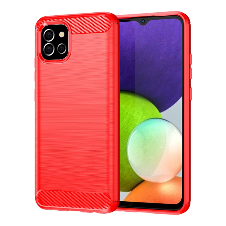 For Samsung Galaxy F04 Brushed Texture Carbon Fiber TPU Phone Case