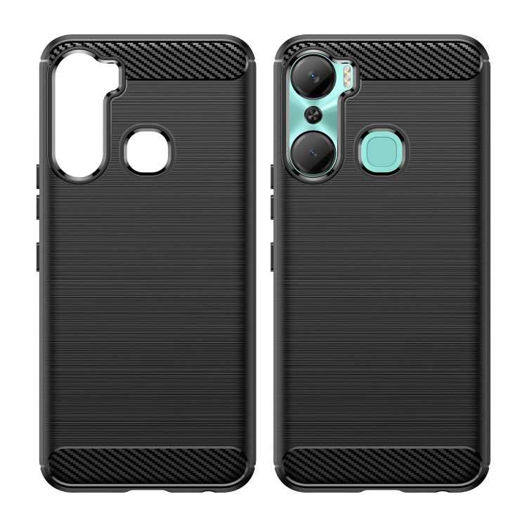 For Infinix Hot 12 Pro Brushed Texture Carbon Fiber TPU Phone Case
