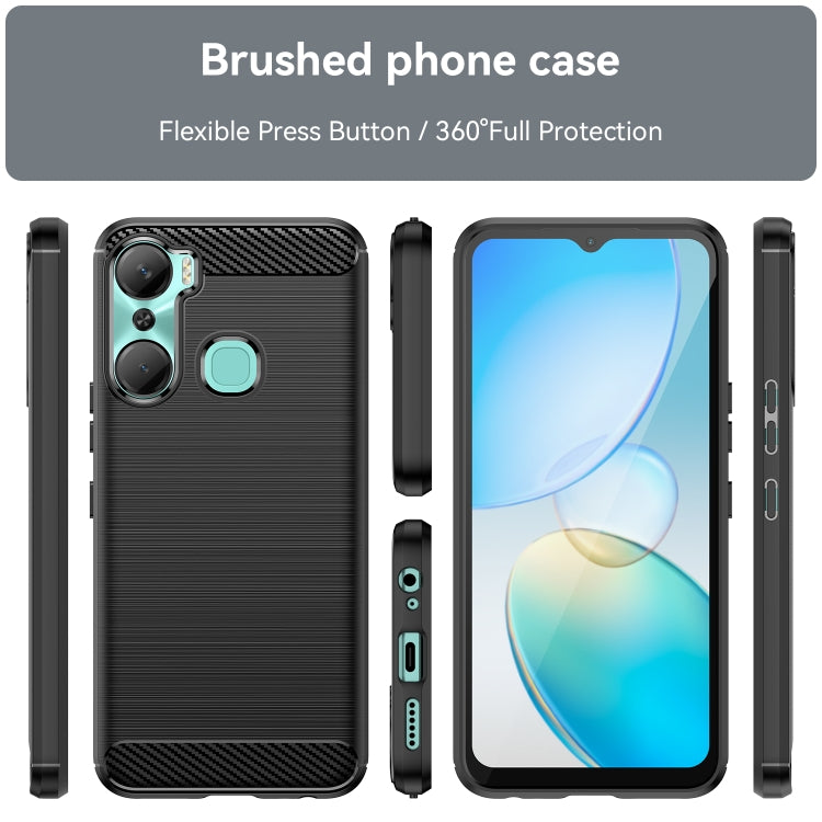 For Infinix Hot 12 Pro Brushed Texture Carbon Fiber TPU Phone Case