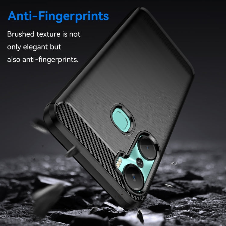 For Infinix Hot 12 Pro Brushed Texture Carbon Fiber TPU Phone Case