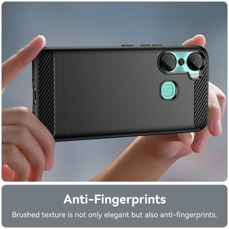 For Infinix Hot 12 Pro Brushed Texture Carbon Fiber TPU Phone Case