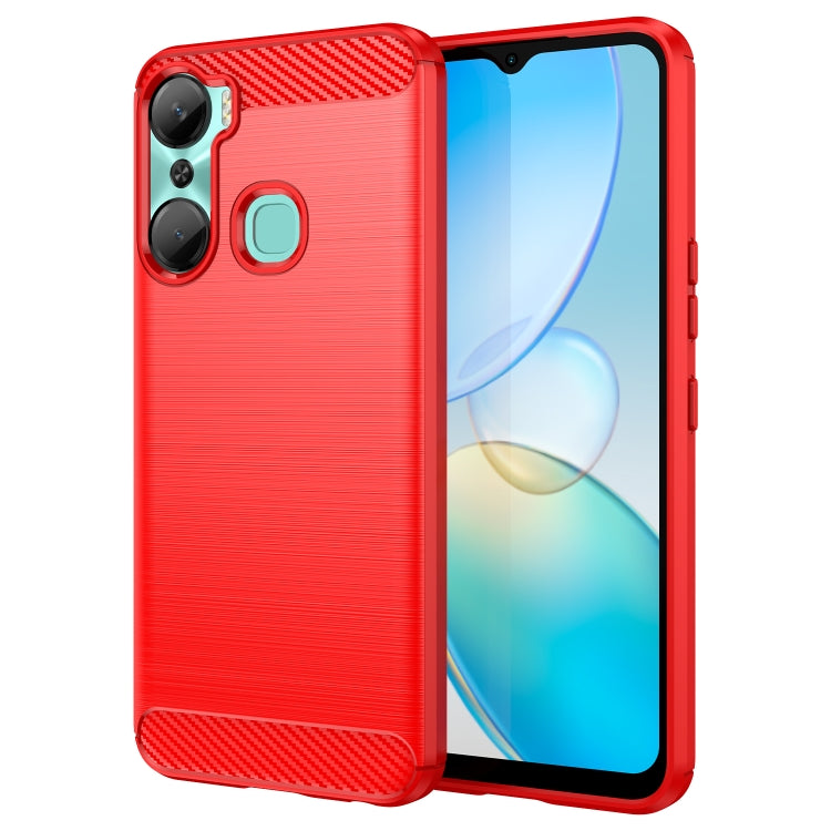 For Infinix Hot 12 Pro Brushed Texture Carbon Fiber TPU Phone Case