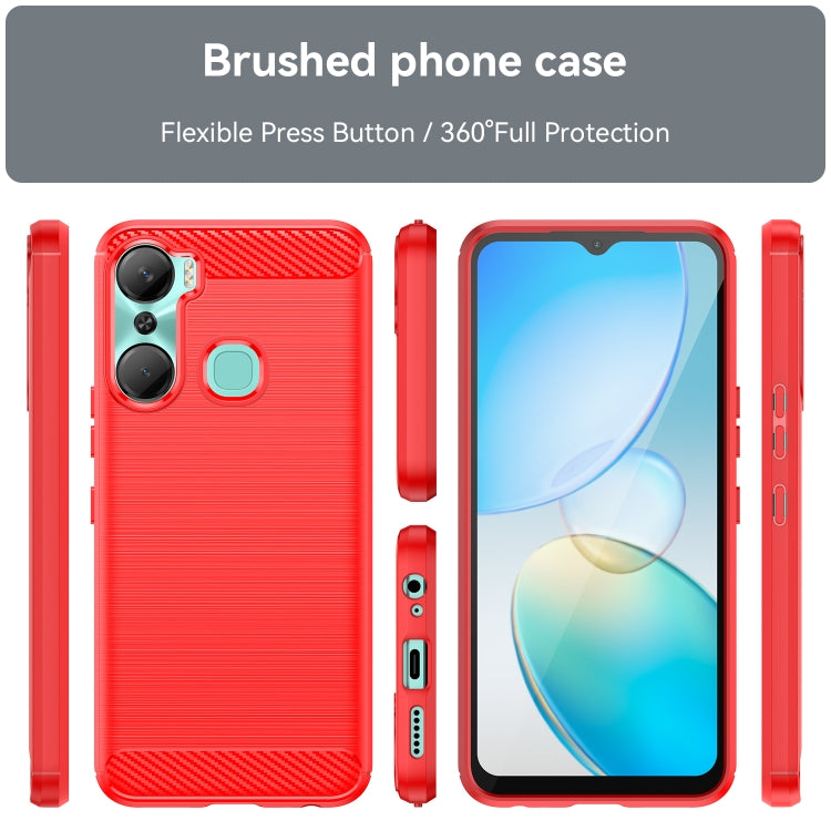 For Infinix Hot 12 Pro Brushed Texture Carbon Fiber TPU Phone Case