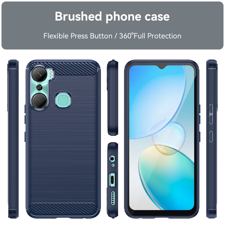 For Infinix Hot 12 Pro Brushed Texture Carbon Fiber TPU Phone Case