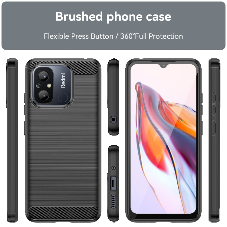 For Xiaomi Redmi 12C Brushed Texture Carbon Fiber TPU Phone Case