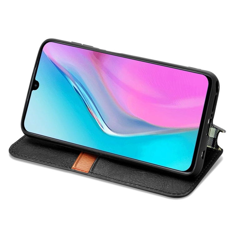 For infinix Note 11 Cubic Grid Pressed Magnetic Leather Phone Case