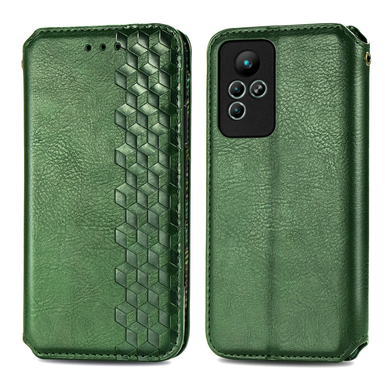 For infinix Note 11 Cubic Grid Pressed Magnetic Leather Phone Case