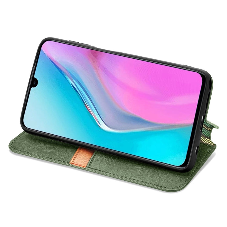 For infinix Note 11 Cubic Grid Pressed Magnetic Leather Phone Case