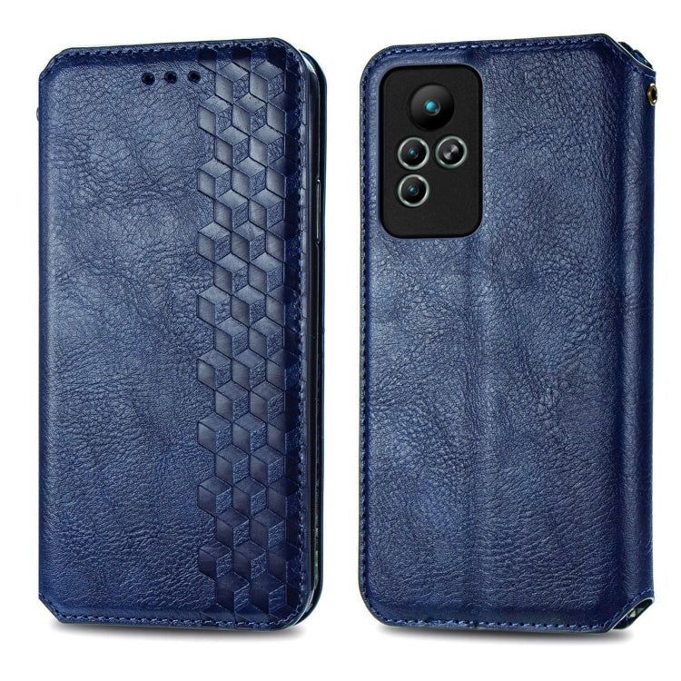 For infinix Note 11 Cubic Grid Pressed Magnetic Leather Phone Case