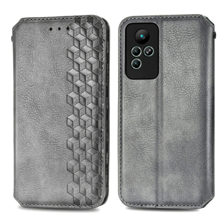 For infinix Note 11 Cubic Grid Pressed Magnetic Leather Phone Case