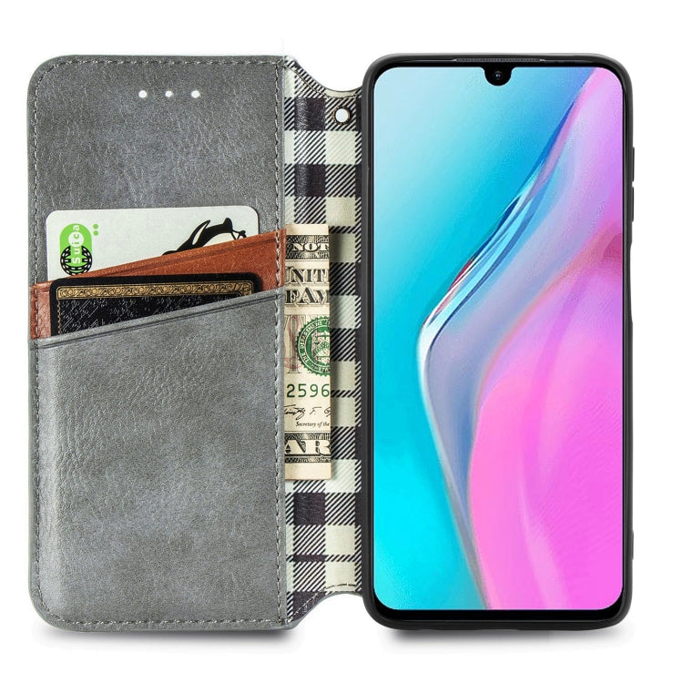 For infinix Note 11 Cubic Grid Pressed Magnetic Leather Phone Case