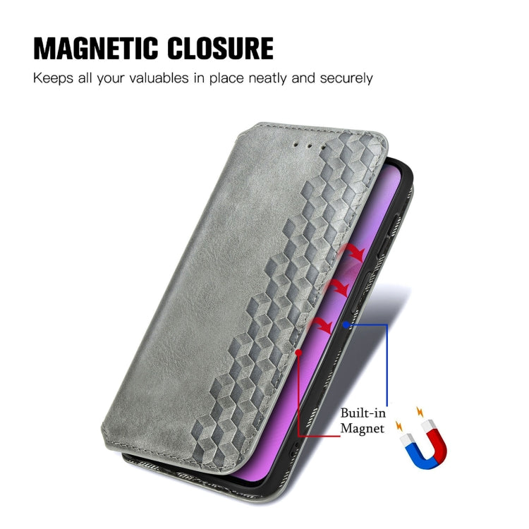 For infinix Note 11 Cubic Grid Pressed Magnetic Leather Phone Case