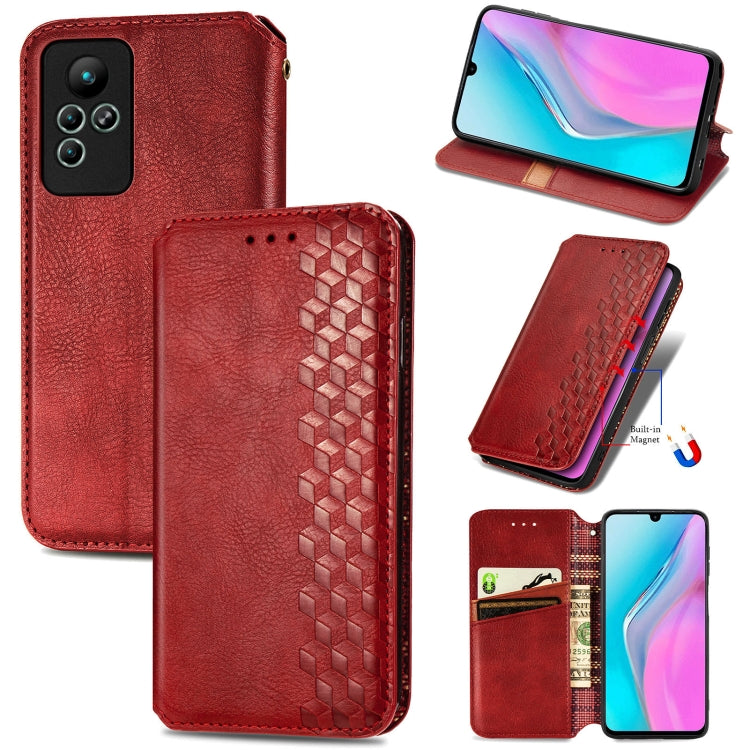 For infinix Note 11 Cubic Grid Pressed Magnetic Leather Phone Case