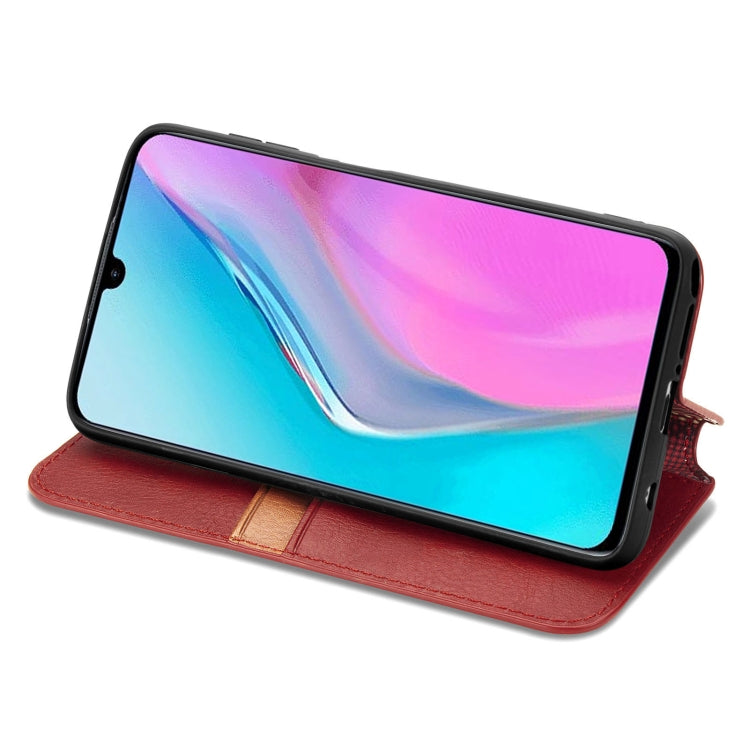 For infinix Note 11 Cubic Grid Pressed Magnetic Leather Phone Case