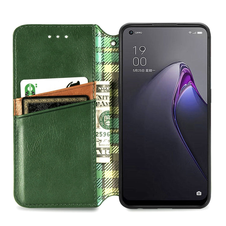 For OPPO Reno8 Cubic Grid Pressed Magnetic Leather Phone Case