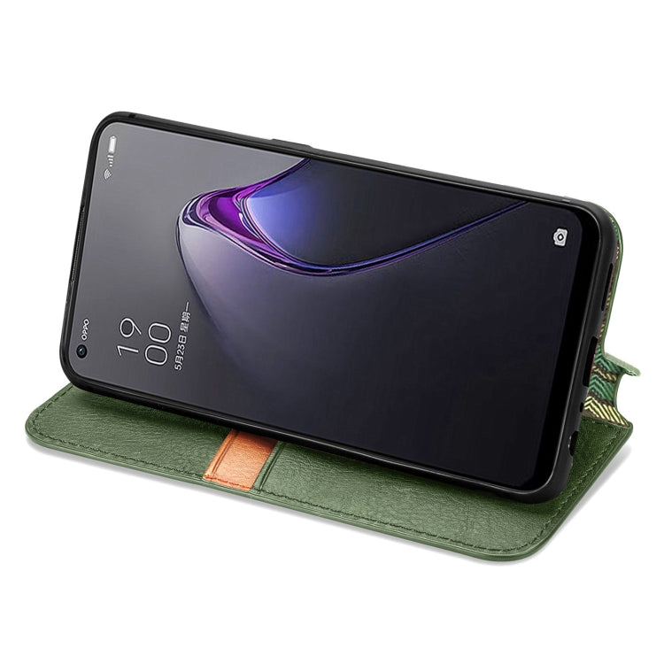 For OPPO Reno8 Cubic Grid Pressed Magnetic Leather Phone Case