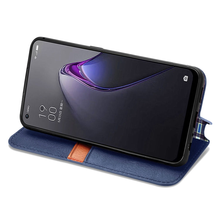 For OPPO Reno8 Cubic Grid Pressed Magnetic Leather Phone Case