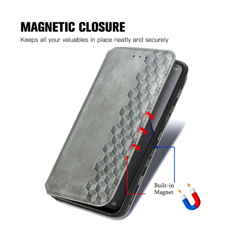 For OPPO Reno8 Cubic Grid Pressed Magnetic Leather Phone Case
