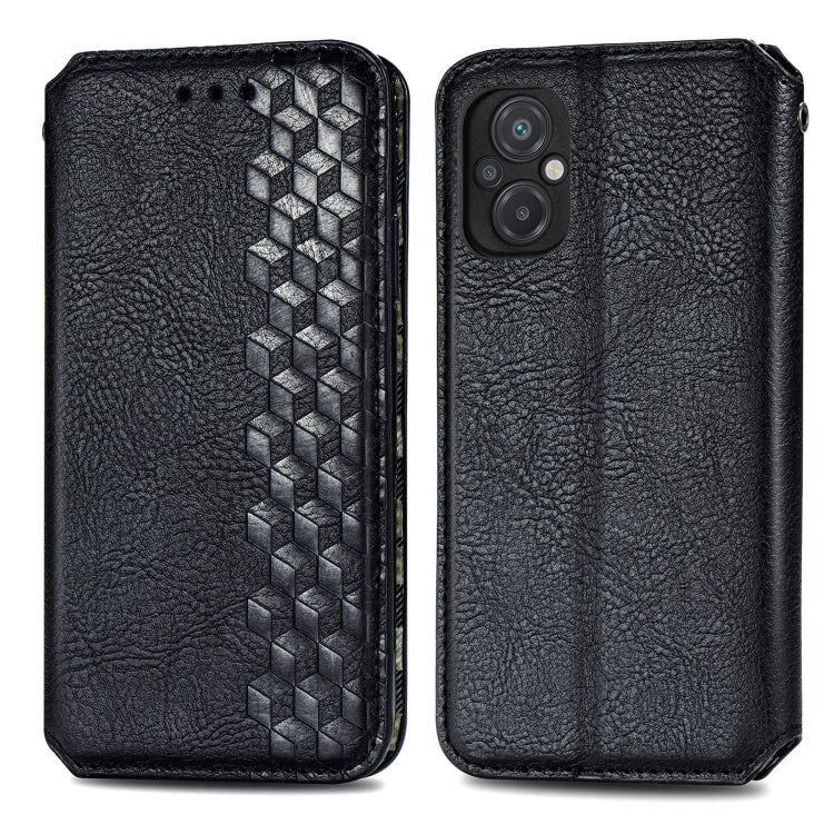 For Xiaomi Poco M5 Cubic Grid Pressed Magnetic Leather Phone Case