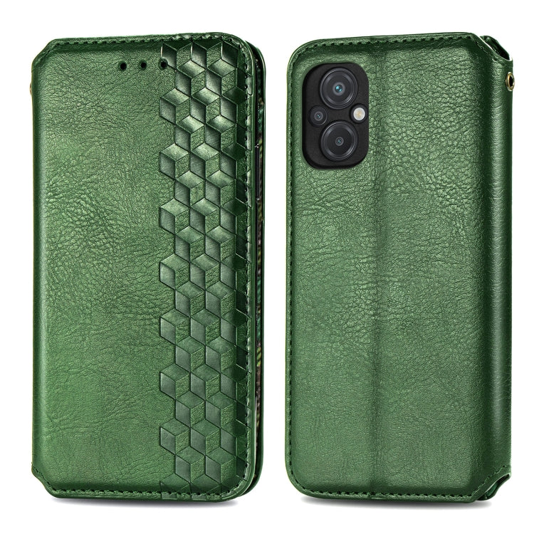 For Xiaomi Poco M5 Cubic Grid Pressed Magnetic Leather Phone Case