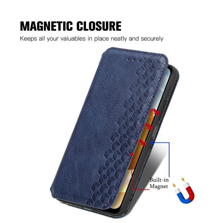 For Xiaomi Poco M5 Cubic Grid Pressed Magnetic Leather Phone Case