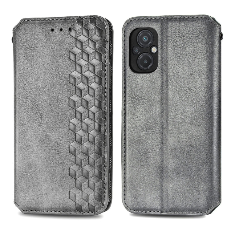 For Xiaomi Poco M5 Cubic Grid Pressed Magnetic Leather Phone Case