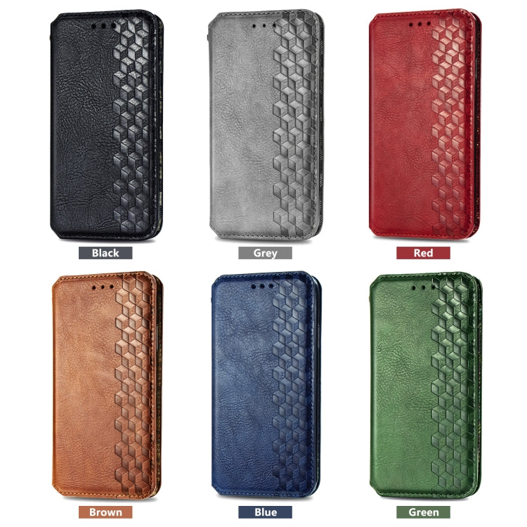 For Xiaomi Poco M5 Cubic Grid Pressed Magnetic Leather Phone Case