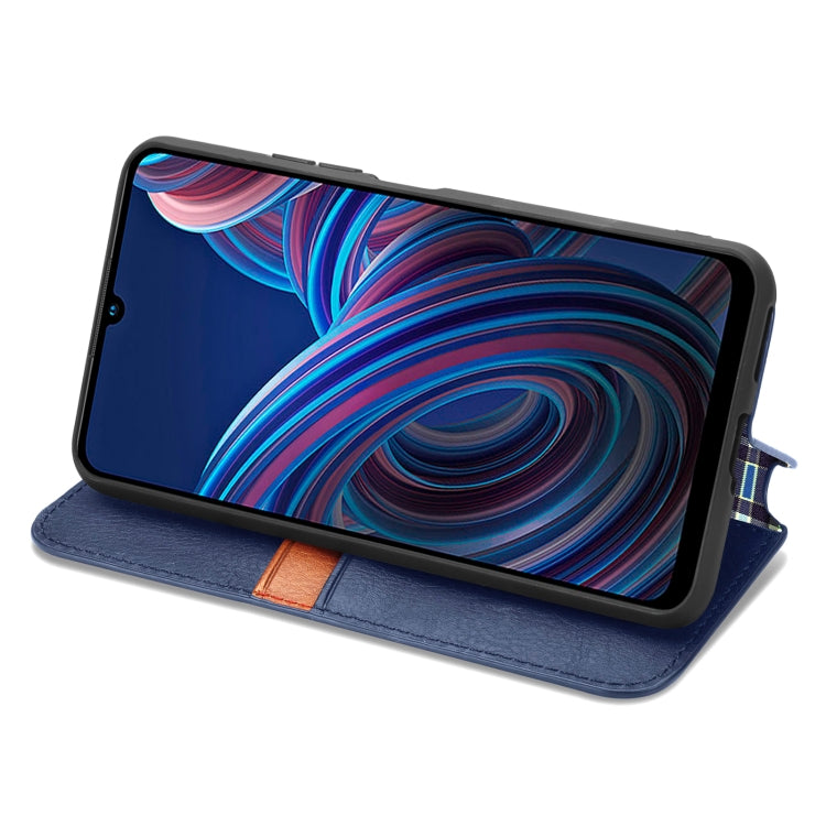 For ZTE Blade A72 4G Cubic Grid Pressed Magnetic Leather Phone Case